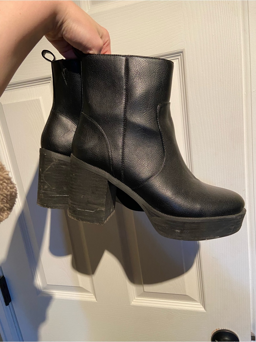 Black Platform Block Heel Ankle Boots